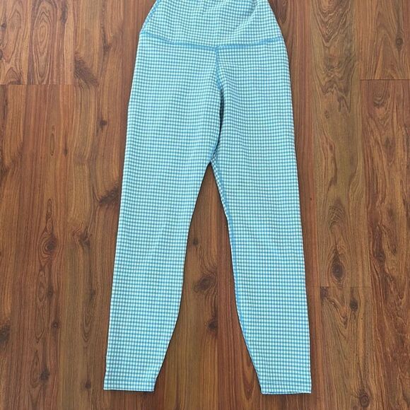 Nike blue and white gingham dri-fit leggings fitnesspants xs - Picture 1 of 6